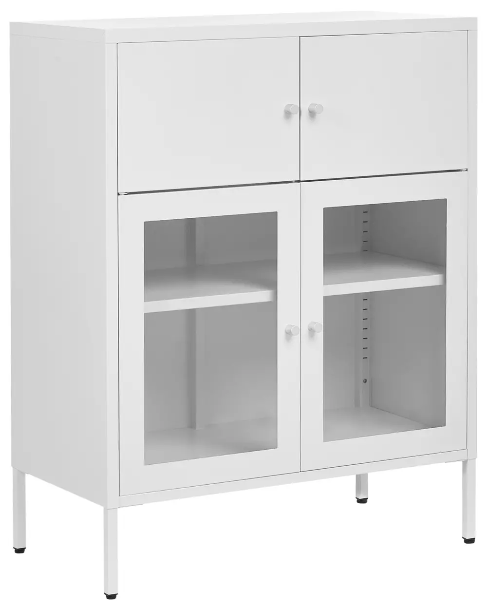 Glass Display Sideboard ESHOLT 80 cm Metal White