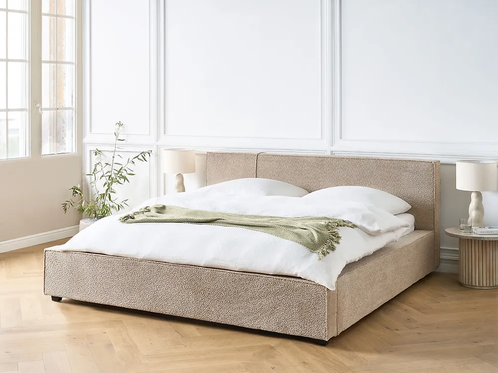 Bed Boucle MIRANDE 180 x 200 cm (EU Super King) Taupe_1178975