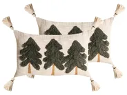 Set med 2 prydnadskuddar FAGRAEA 30 x 50 cm Bomull Ljusbeige Julmotiv_1029982