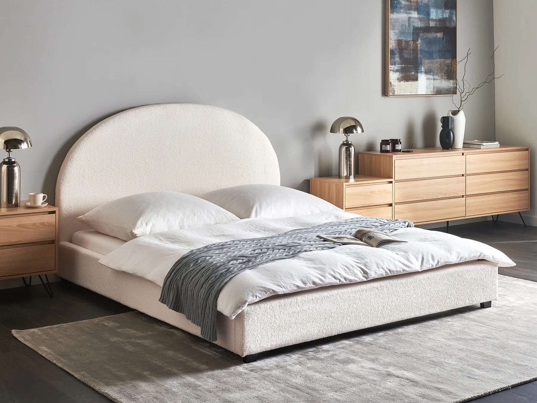 Bed Boucle VAUCLUSE 160 x 200 cm (EU King Size) Off-White_977229
