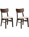 Set of 2 Dining Chairs ANOKA Wood Dark Brown/ Beige