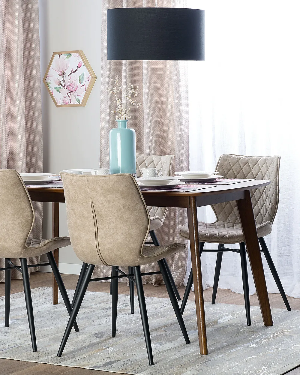 Set of 2 Dining Chairs LISLE Fabric Beige