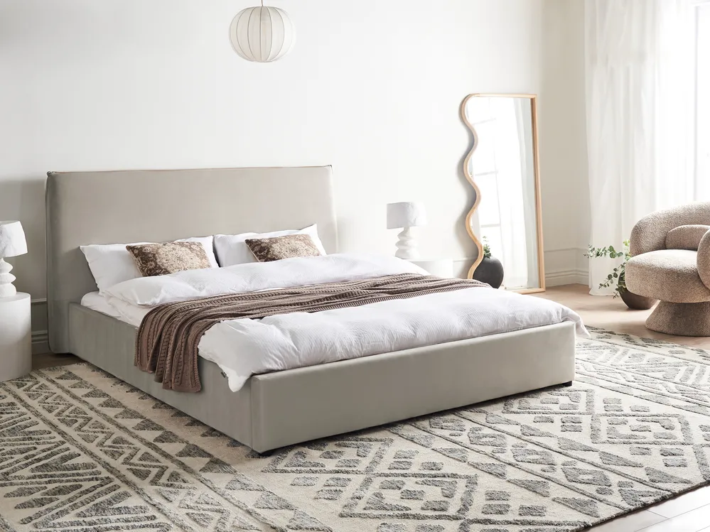 Waterbed Velvet LAVAUR 160 x 200 cm (EU King Size) Taupe