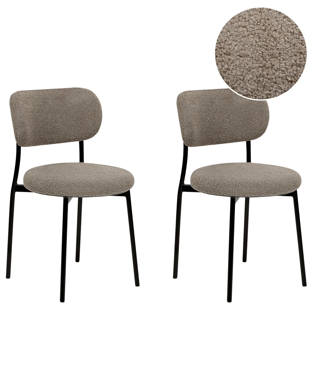 Set of 2 Dining Chairs CASEY Boucle Taupe