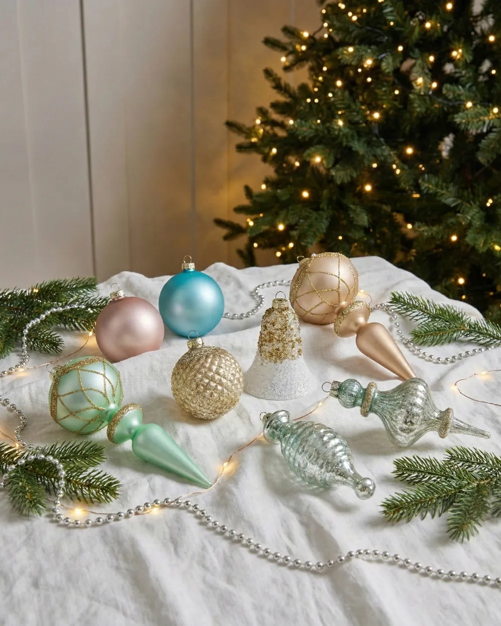 Set of 35 Baubles FROSTING Glass Multicolour