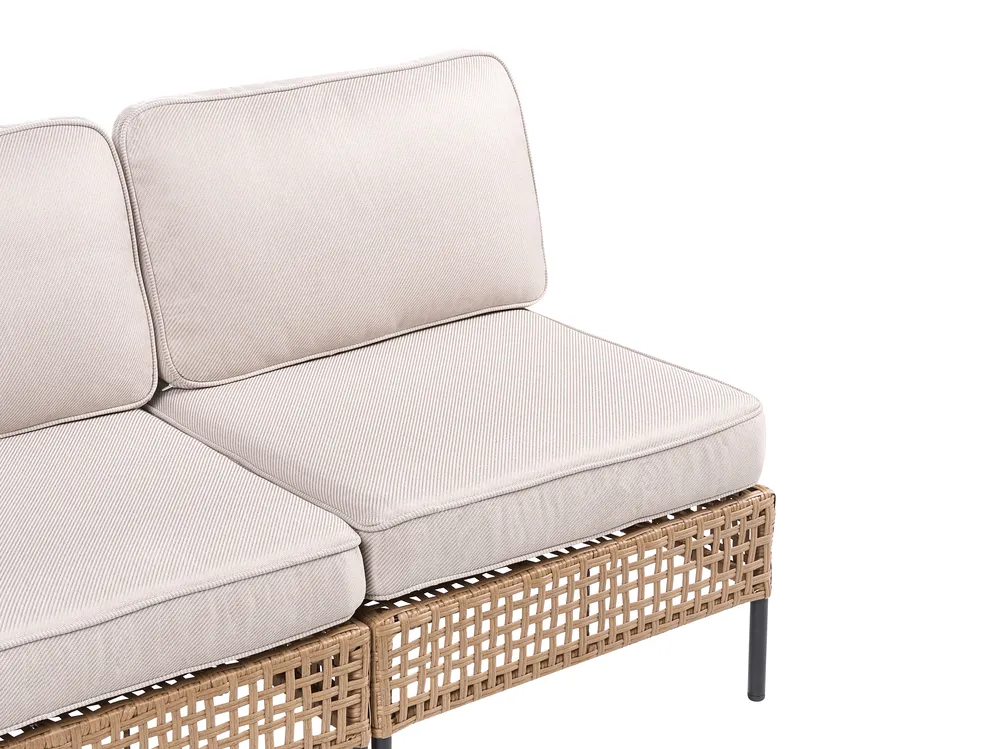 U-Shape Garden Sofa 6 Seater OMEGANA Modular PE Rattan Light Beige_1040776