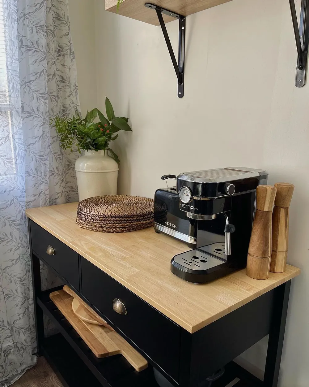 Kitchen Trolley NAVARINO Wood Black_921502