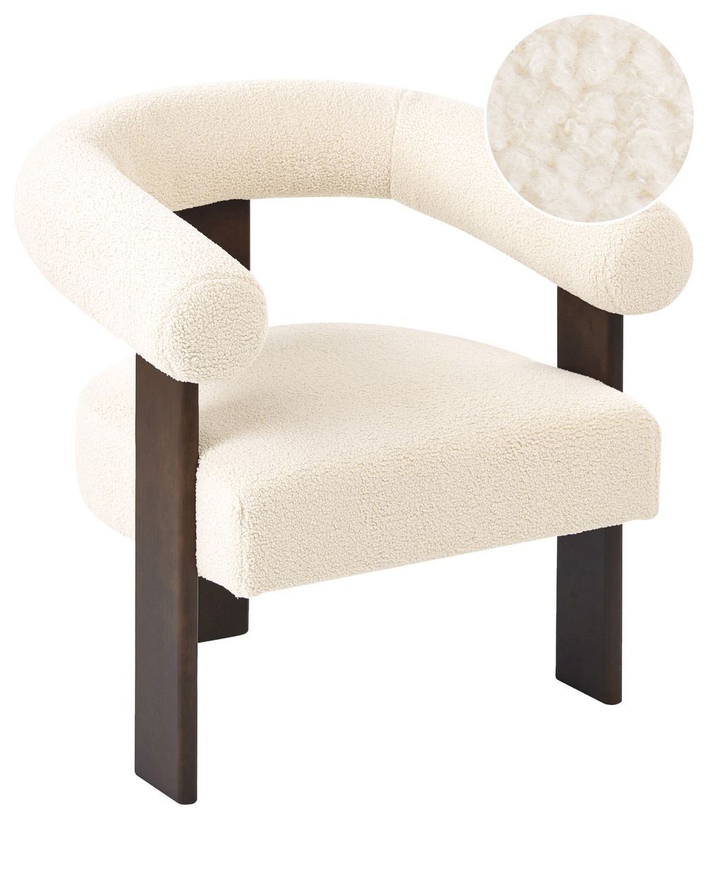 Armchair ILBRO Boucle Off-White/ Dark Brown
