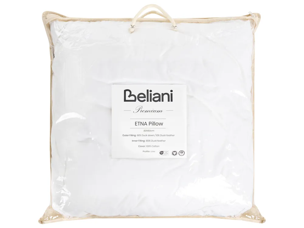 3-Chamber Bed Pillow ETNA Low 80 x 80 cm Duck Feathers and Down White_1022873