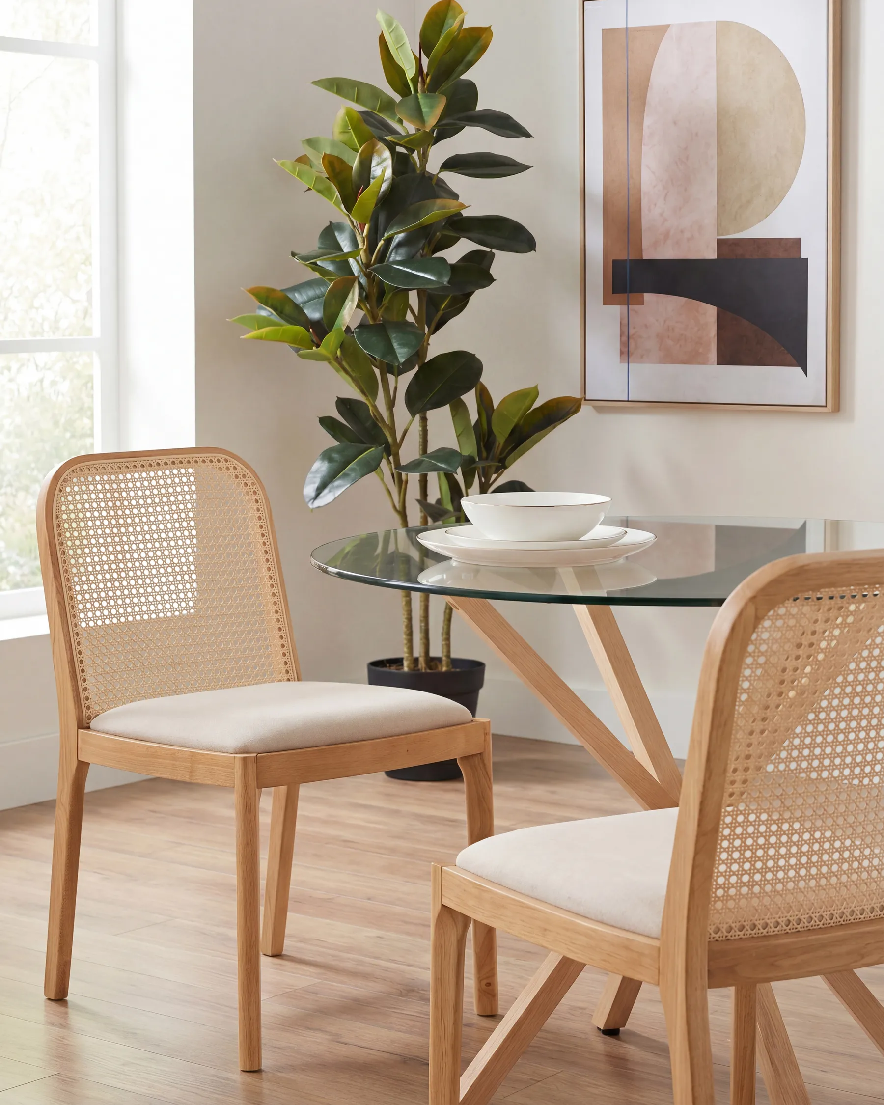 Set med 2 matstolar EDINA Ljusbrun/ Beige_985654