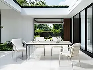 Garden Dining Table SOVARETO 180 cm 90 cm Marble Effect White Marble_1175726