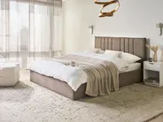 Ottoman Bed TARASCON Fabric Taupe 160 x 200 cm (EU King Size)_1021179