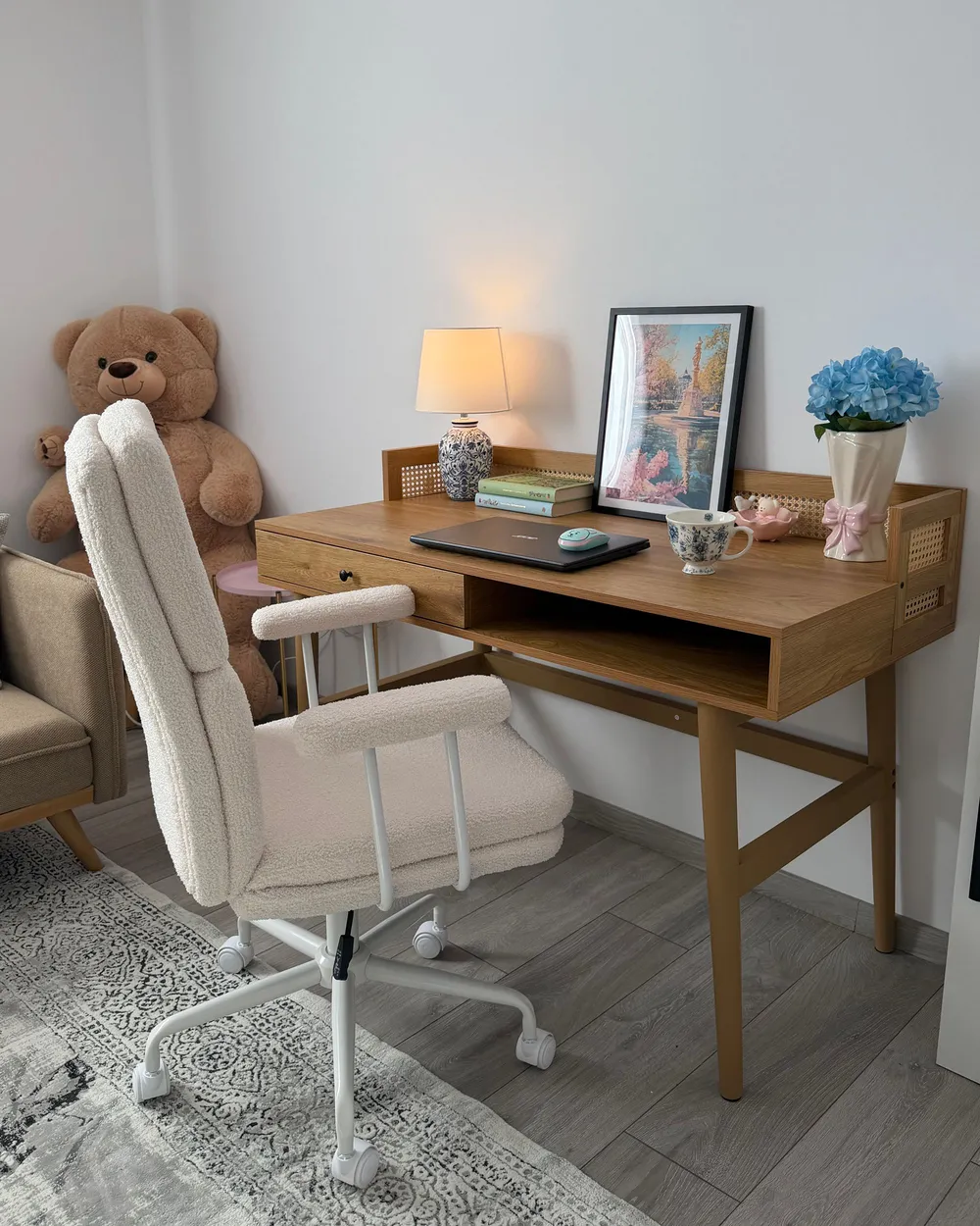 Office Desk with Memo Board NOVEN 120 cm x 60 cm Light Brown_1160080