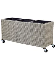 Plant Pot BELLIS 82 cm PE Rattan Light Brown_914406