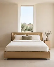 Säng med lamellram Läder PARIS 180 x 200 cm Guld_1178082