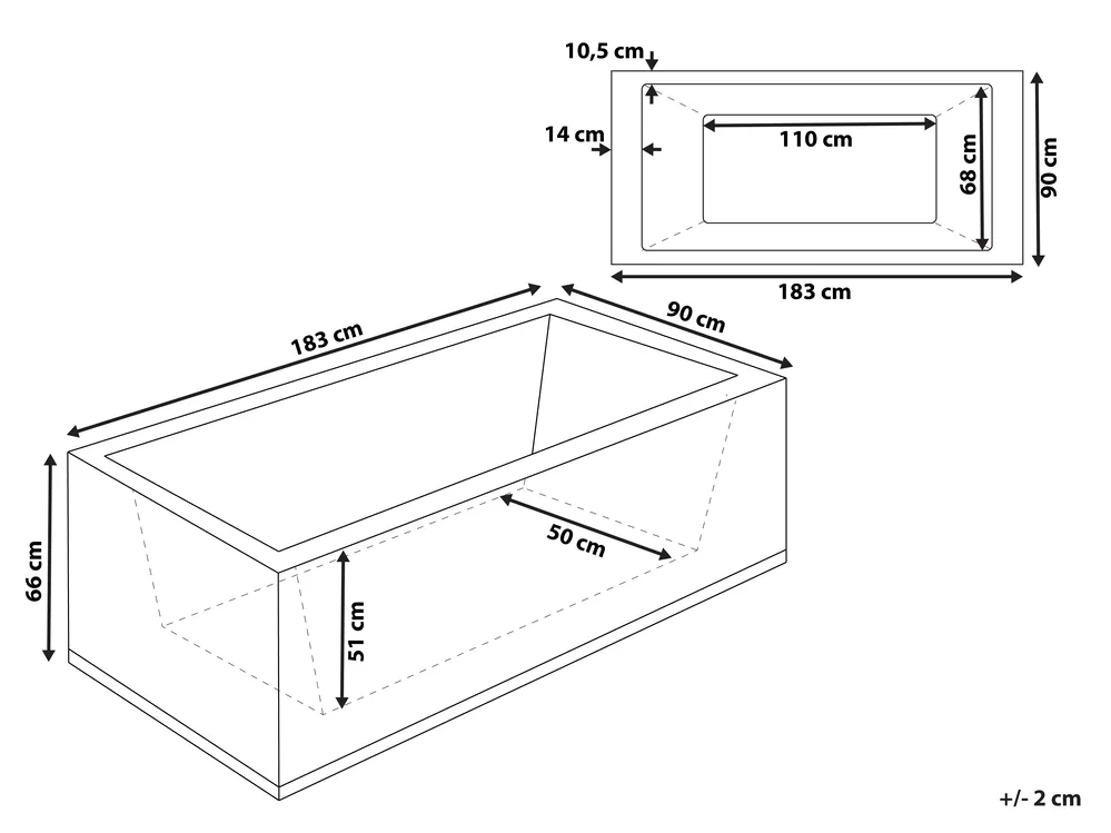Kulmaporeamme LED-valolla VARADERO 183 x 90 cm Musta Vasen_705139