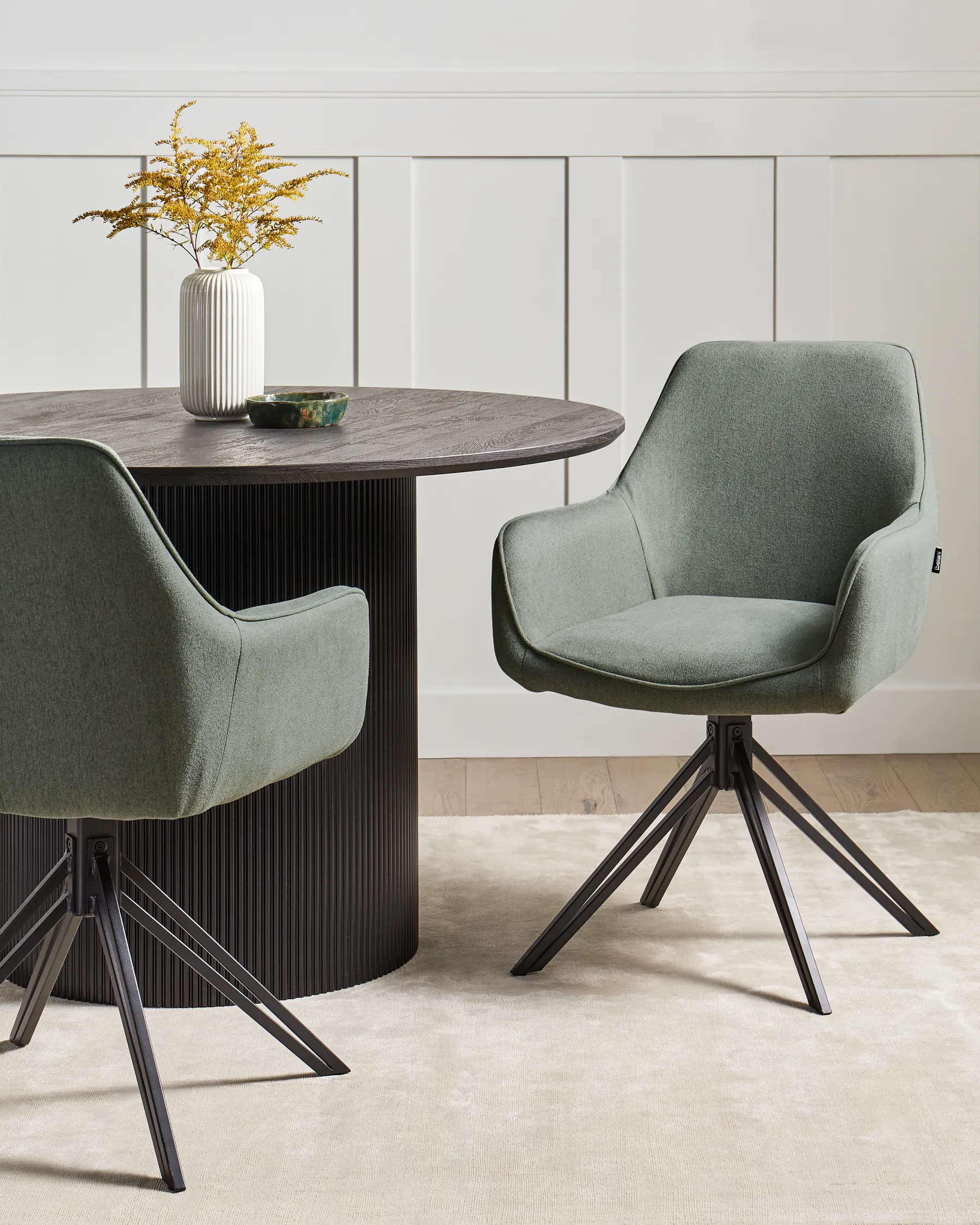Set of 2 Dining Chairs Swivel JODAR Fabric Green_945259