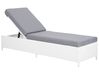 Sun Lounger with Cushion TURIN Reclining PE Rattan White