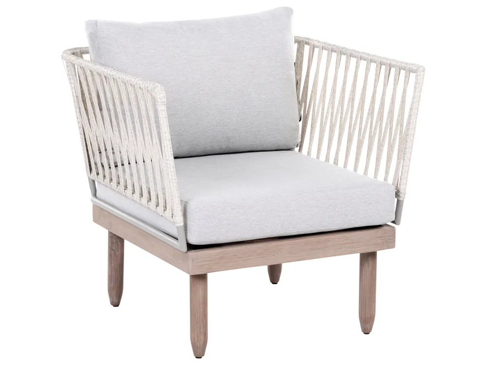 Garden Lounge Set with Table 4 Seater CREMONA Acacia Wood Brown/ Grey Left Hand_1099483