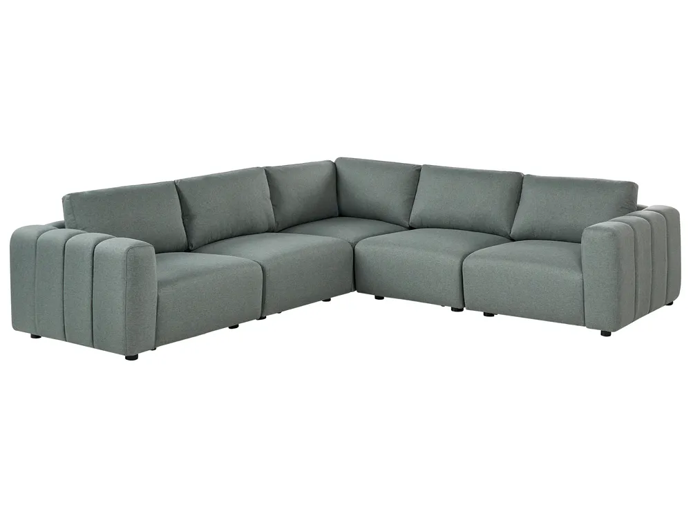 Modular Corner Sofa 5 Seater KIVVIK Fabric Green Right Hand_1045673