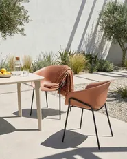 Set of 2 Garden Chairs METEORA Synthetic Material Brown_1045241