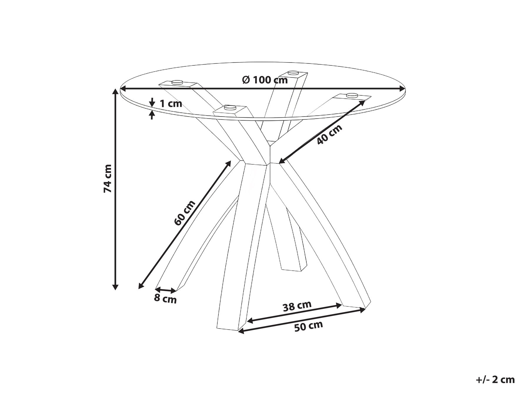 Matbord YAPP Ljusbrun 100 cm 100 cm Härdat glas_1027517