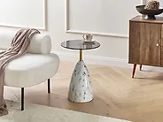Side Table WABBY Tempered Glass White Marble_1173890