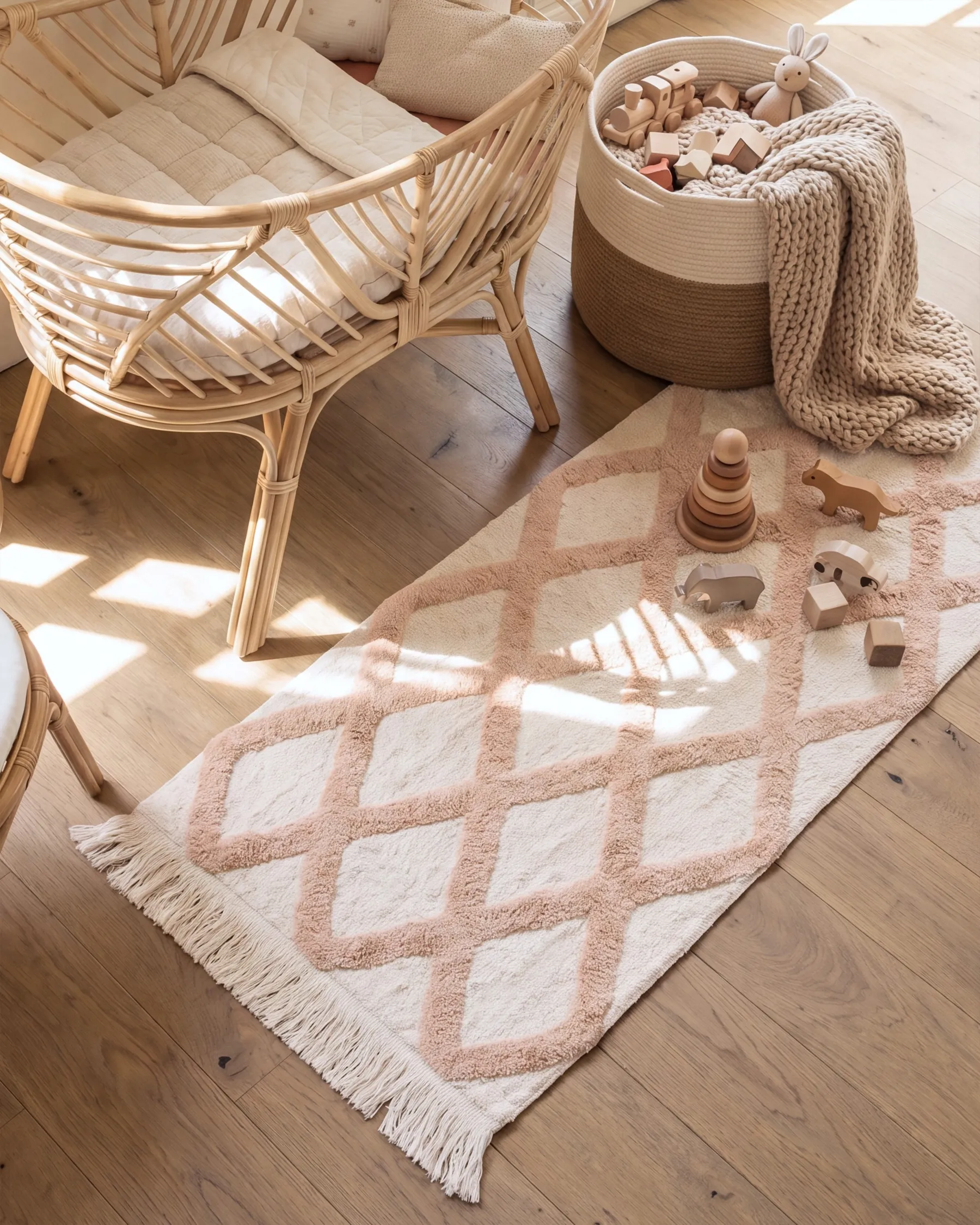 Kids Rug PUNSARI Beige 55 x 120 cm Cotton_1109427