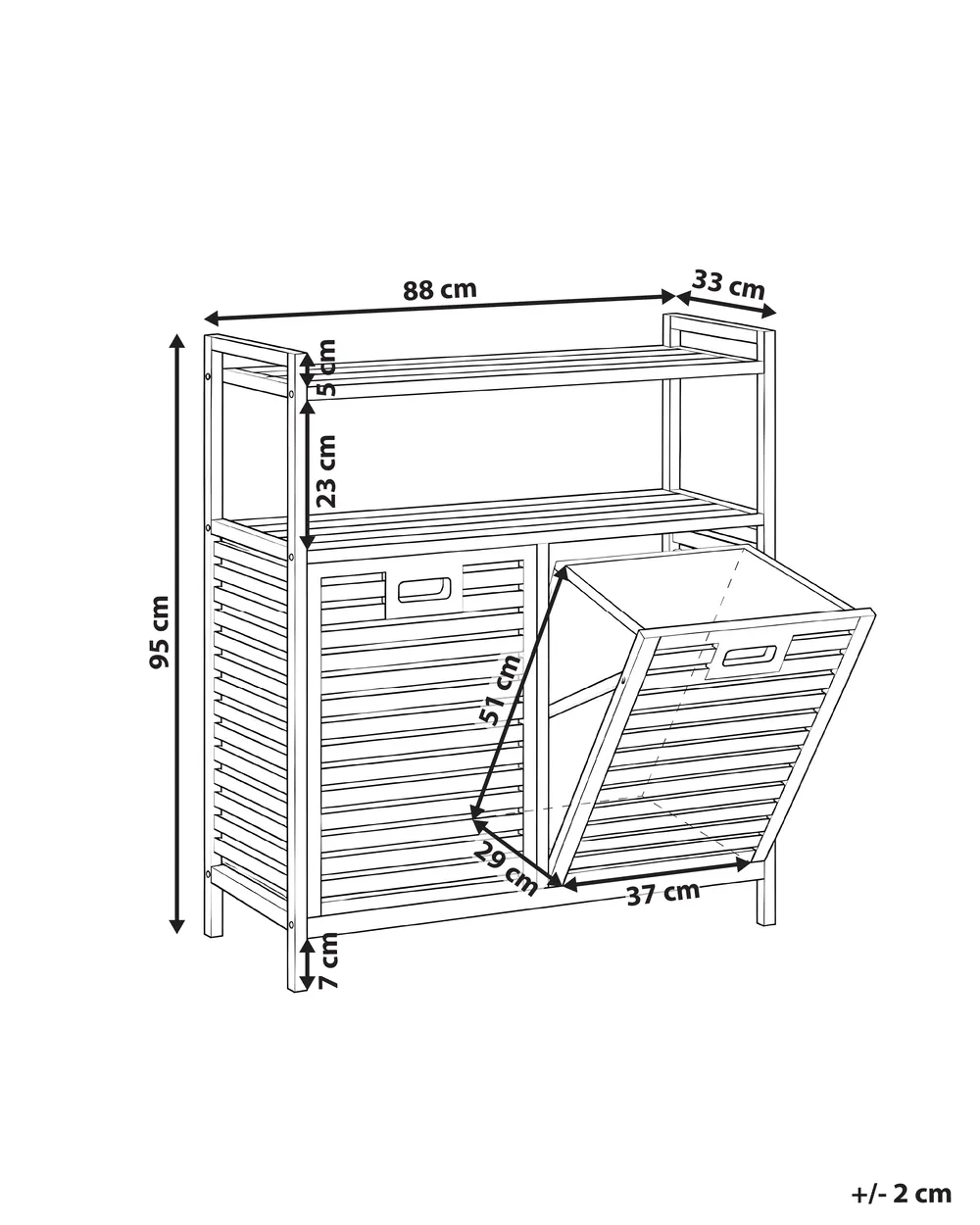 Vaskeriskap med vippbar front CEJAR 88 cm Bambus Lysebrun_1144749