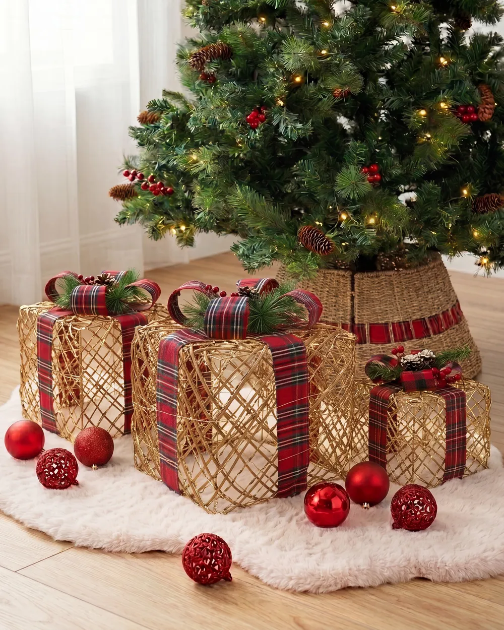 Set med 3 juldekorationer LED VANDET 20/25/30 cm Julklappar Brun_1025125