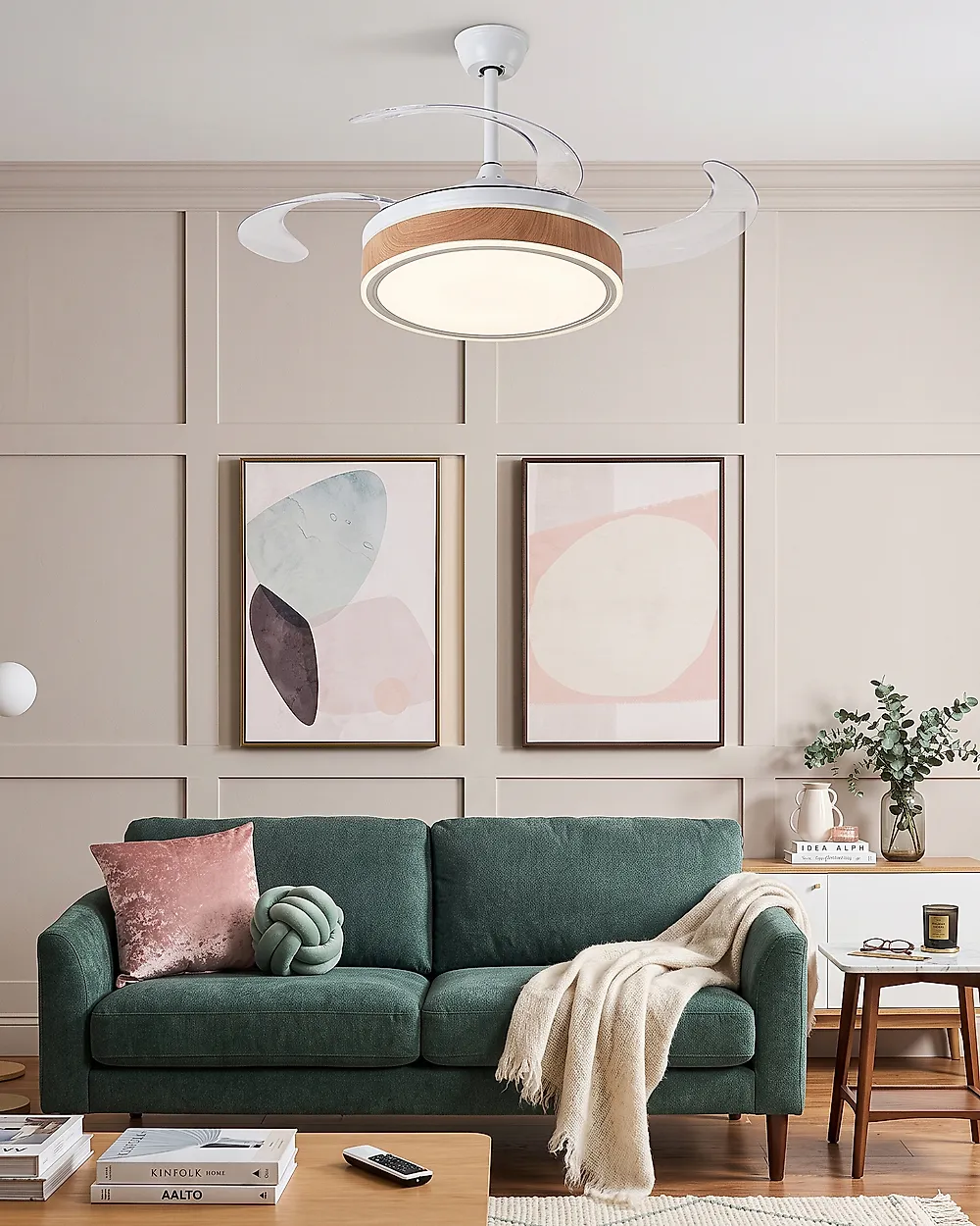 Takfläkt med lampa FREMONT med fjärrkontroll LED Vit_1182862
