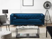 Sofa 3 Seater AVALDSENES Velvet Navy Blue_751780