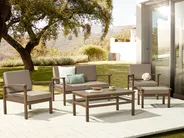 Garden Lounge Set with Table 4 Seater MANILA Acacia Wood Dark Brown_862459