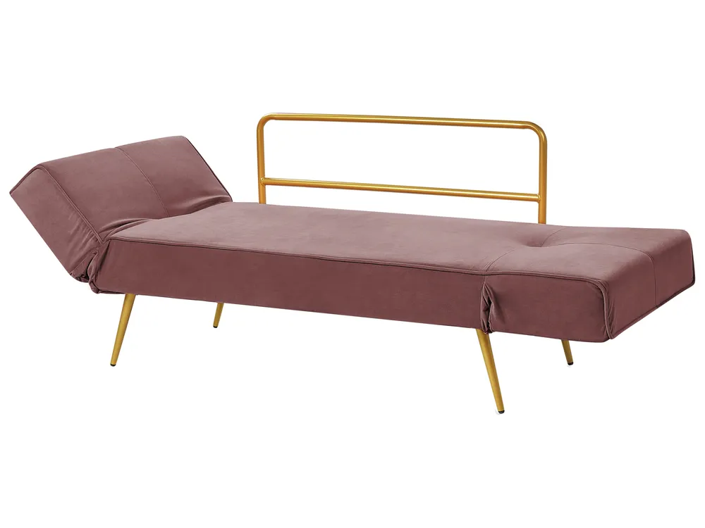 Sofa Bed 2 Seater SAARELA Velvet Pink_932738