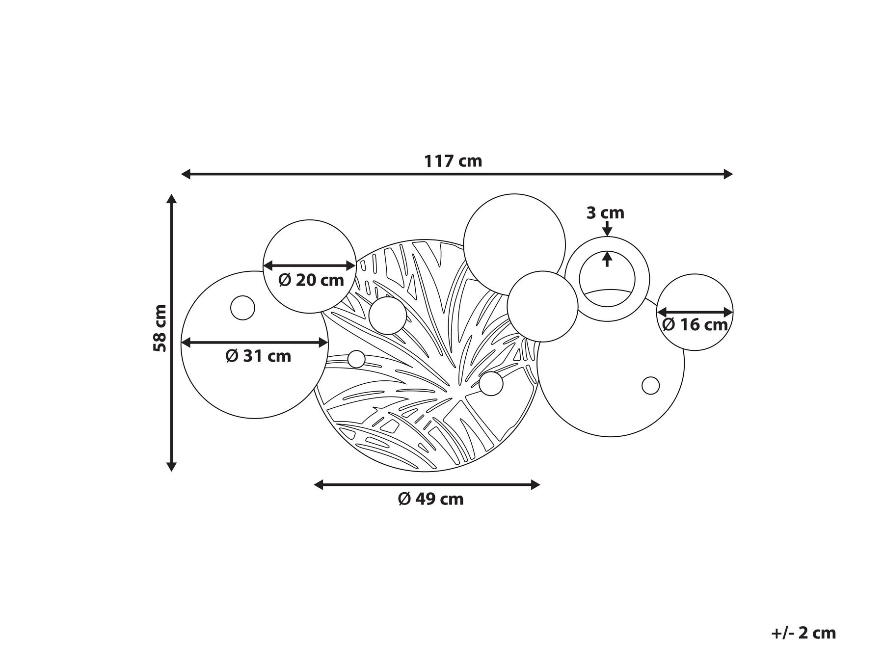 Väggdekoration Löv KRYPTON Metall 58 cm Flerfärgad_933863