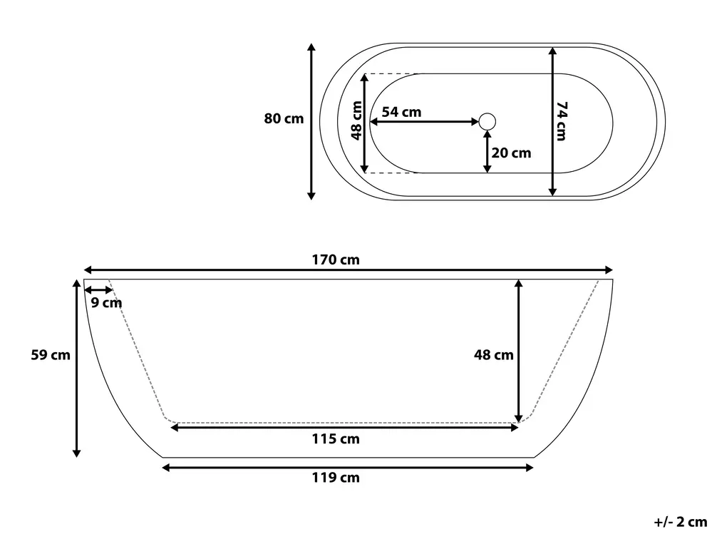 Freestanding Bathtub NEVIS 1700 x 800 mm White_678968