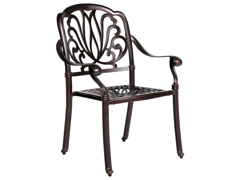 Garden Dining Set 4 Seater ANCONA with Cushions Metal Dark Brown_765490