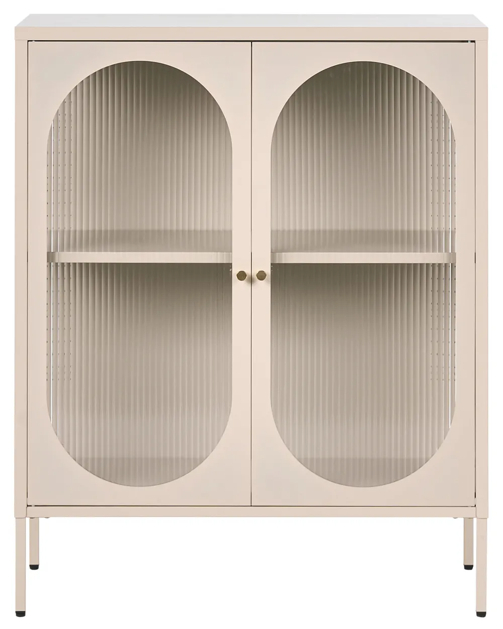 Glass Display Sideboard SARRE 90 cm Metal Beige_1069081