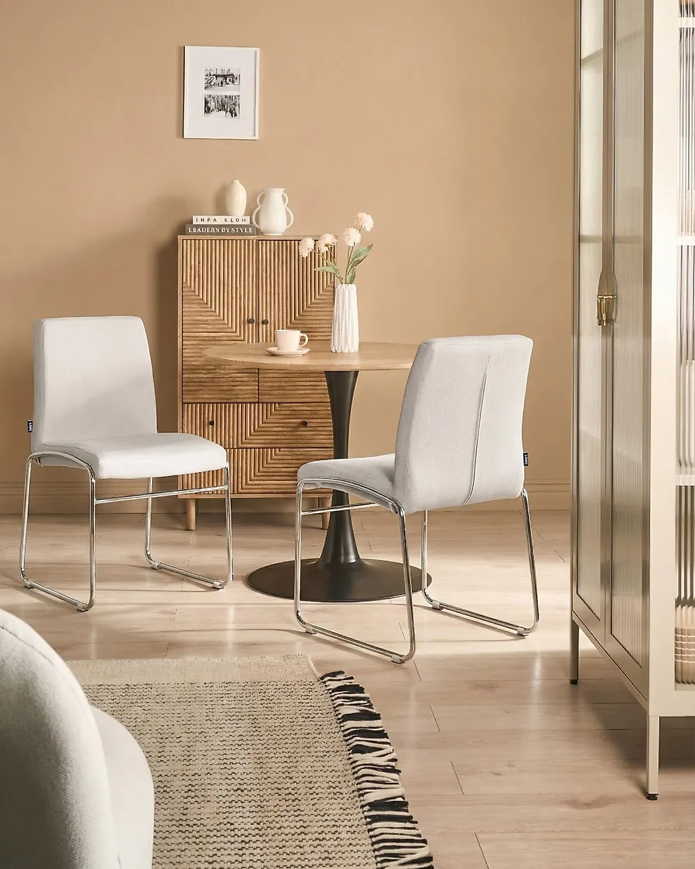 Set of 2 Dining Chairs LECCO Fabric Light Grey_1185000