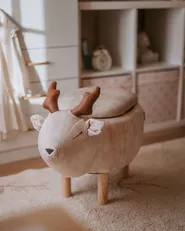 Storage Animal Stool REINDEER Reindeer Fabric Beige_1114722