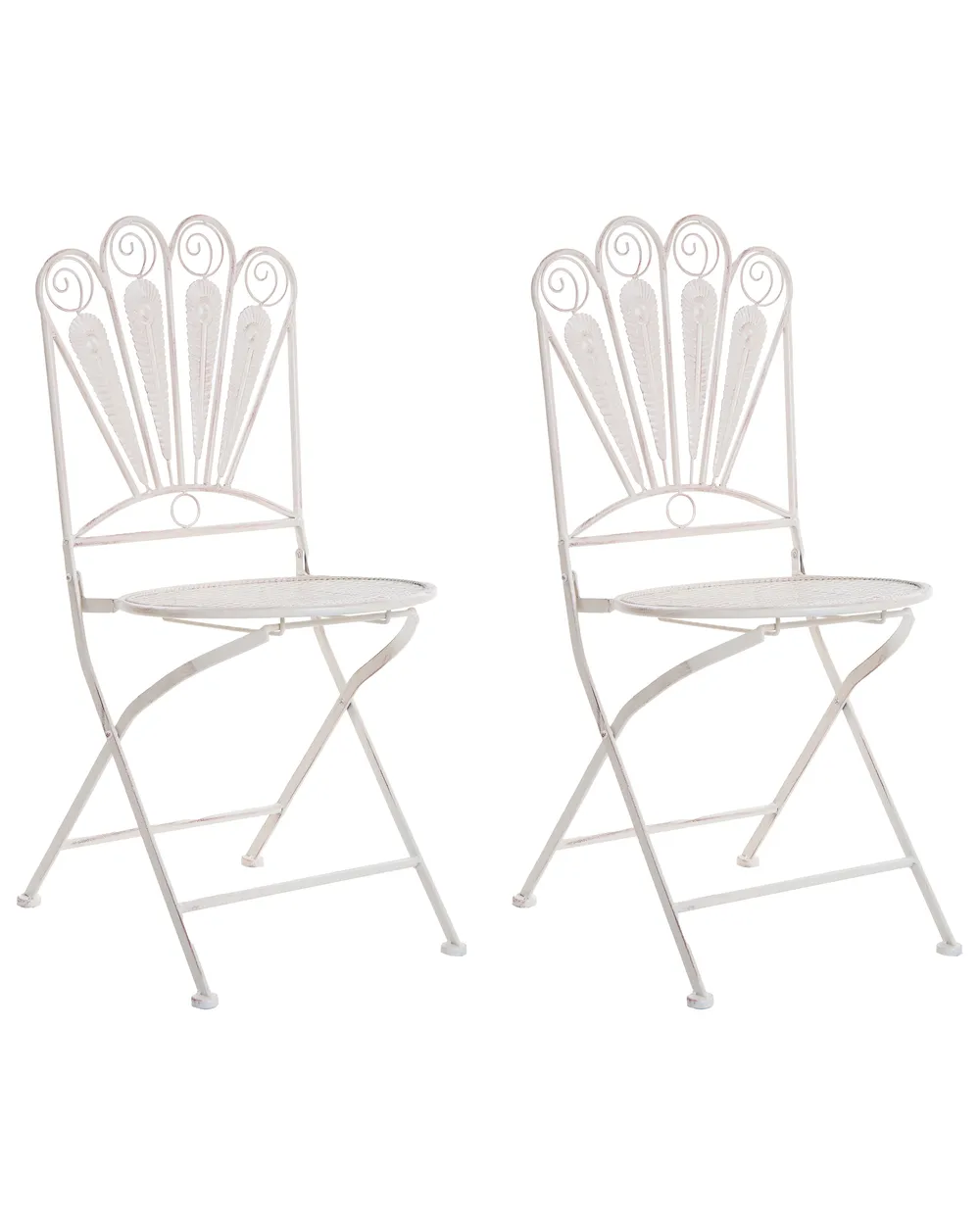 Bistro Set with Bench PAVIA Metal Off-White_1046354