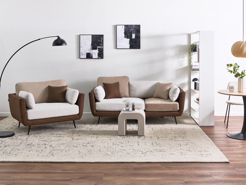 Living Room Set 4 Seater BOLGA Fabric Brown