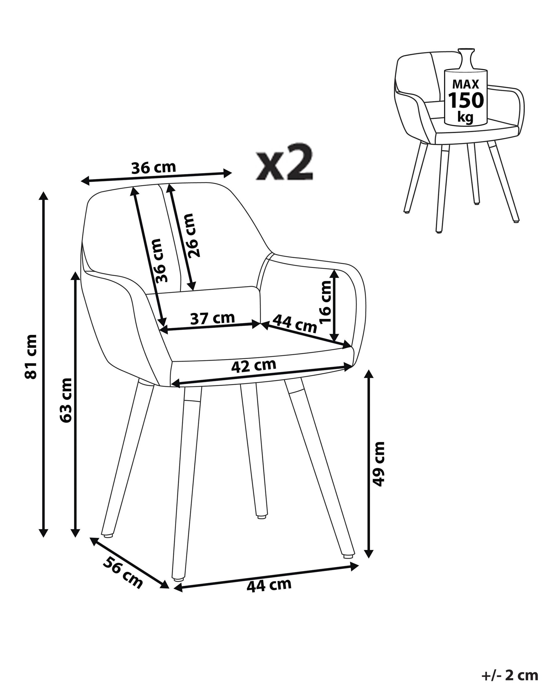 Set med 2 matstolar CHICAGO Taupe_794249