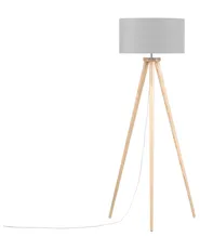 Floor Lamp NITRA Oak Wood Grey_876934