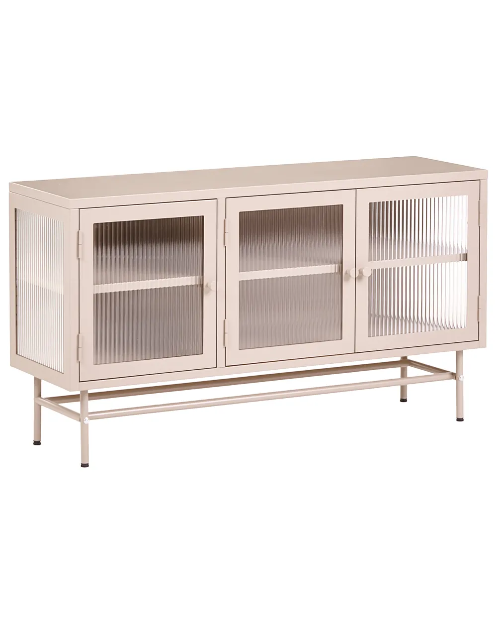 Glass Display Sideboard DEVON 115 cm Metal Beige
