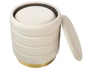 Set med 2 förvaringspuffar GARLAND Sammet Ljusbeige_928618