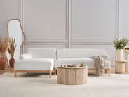 Hörnsoffa 3-sits SOSJO Bouclé Off-White Högervänd_941236