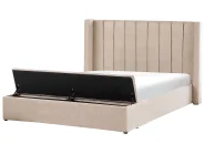 Bed with Storage Bench NOYERS Velvet Beige 180 x 200 cm (EU Super King)_834528
