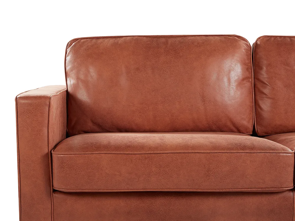 Soffa 3-sits SAVALEN Konstläder Guldbrun_779198