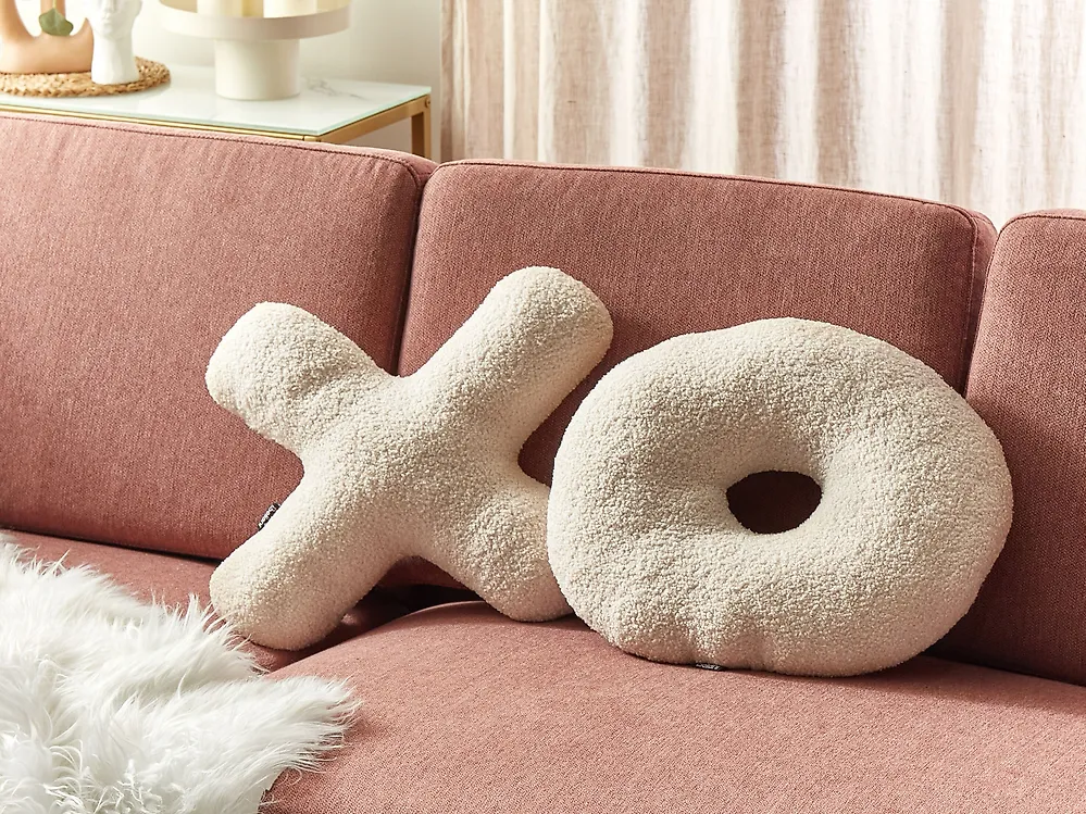 Set med 2 prydnadskuddar HESPERIS Bouclé Beige Monokromt_1183752